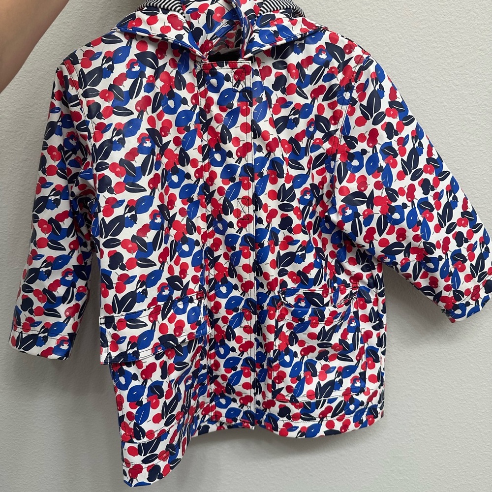 Petit Bateau Red and Blue Raincoat for All-Weather Comfort